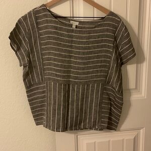 Garnet Hill Charcoal and White Striped Blouse